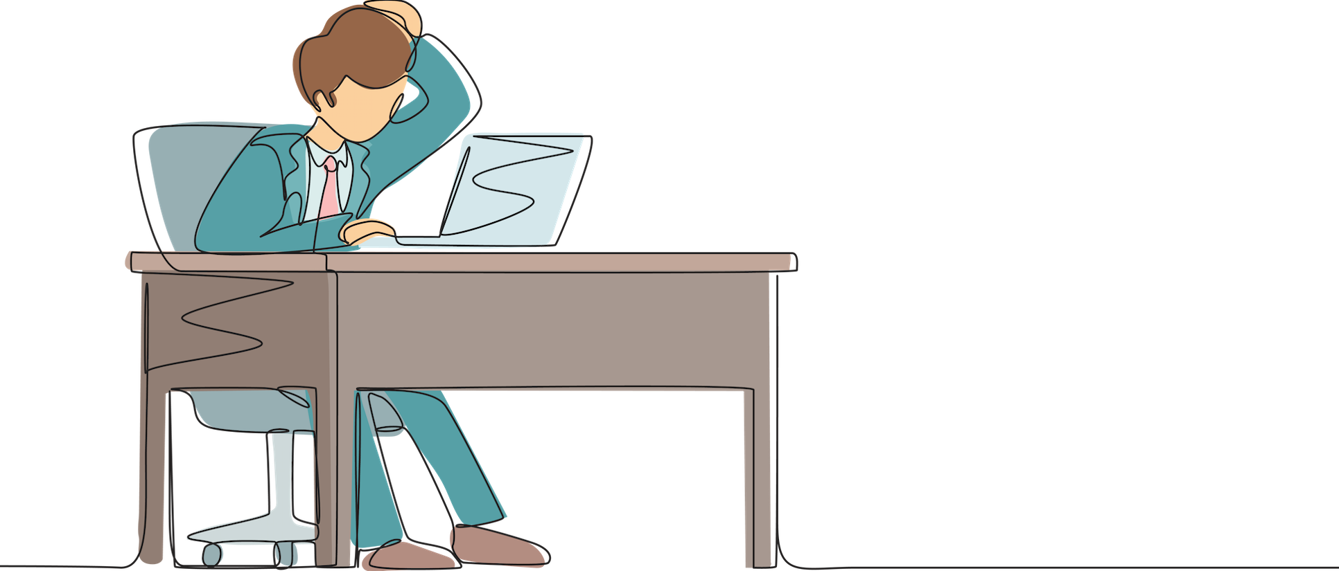 Man seated at desk working on laptop