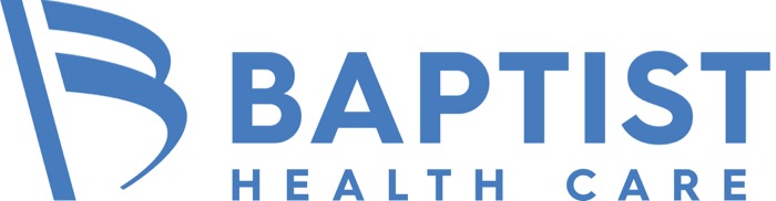 Logo with Baptist Healthcare written in blue letters.