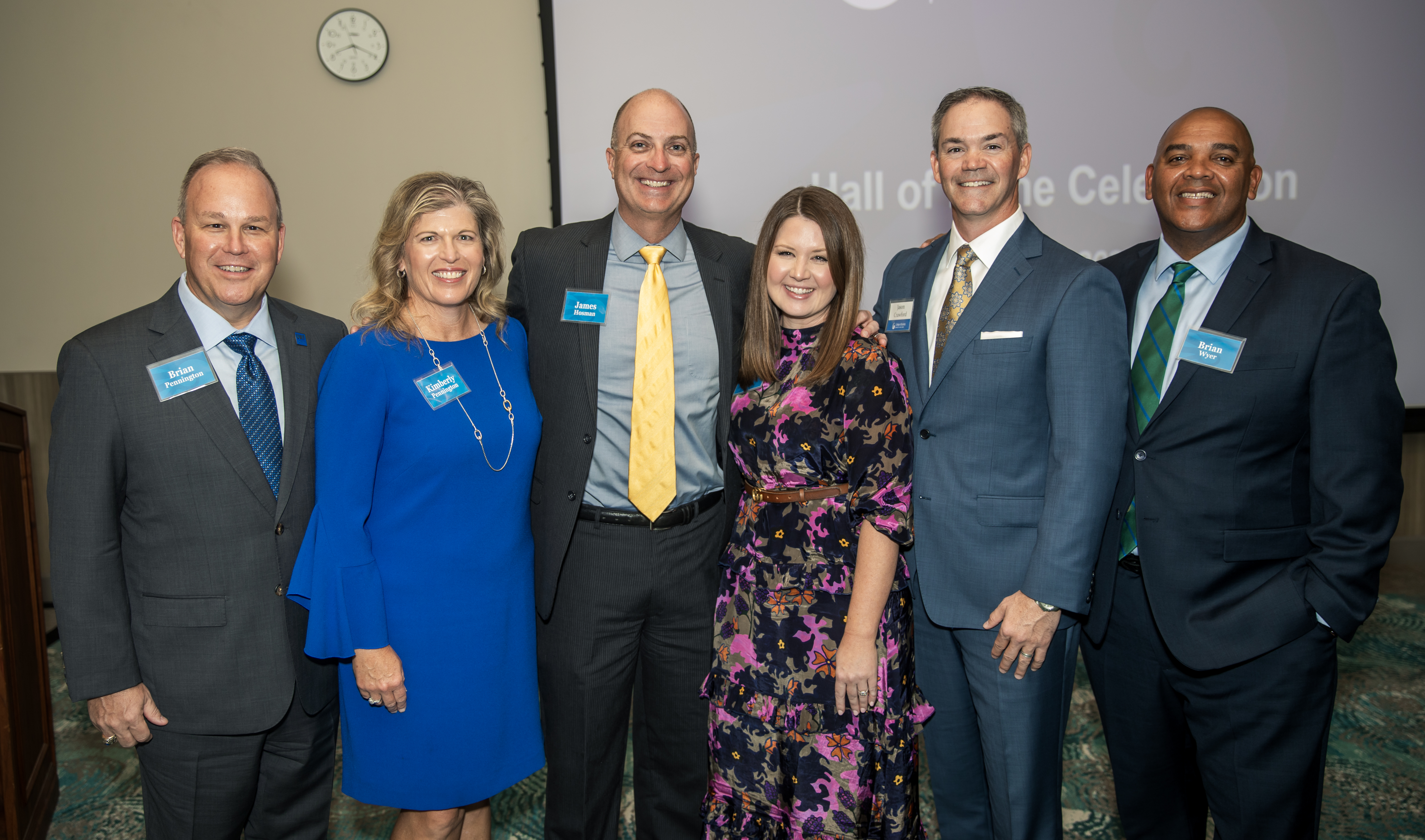 Six members of the 2023 Hall of Fame class posed for a picture