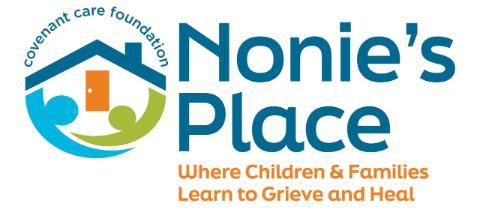 Logo with company name Nonie's Place in blue letters