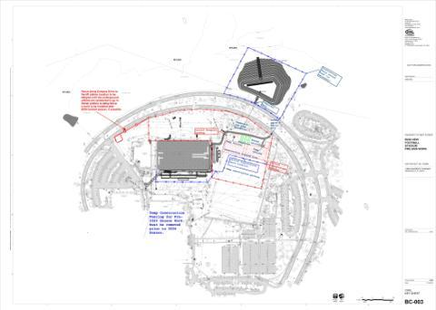 Stadium Logistics Plan with Fence drawing
