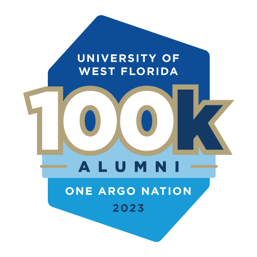 UWF 100k Alumni logo mark