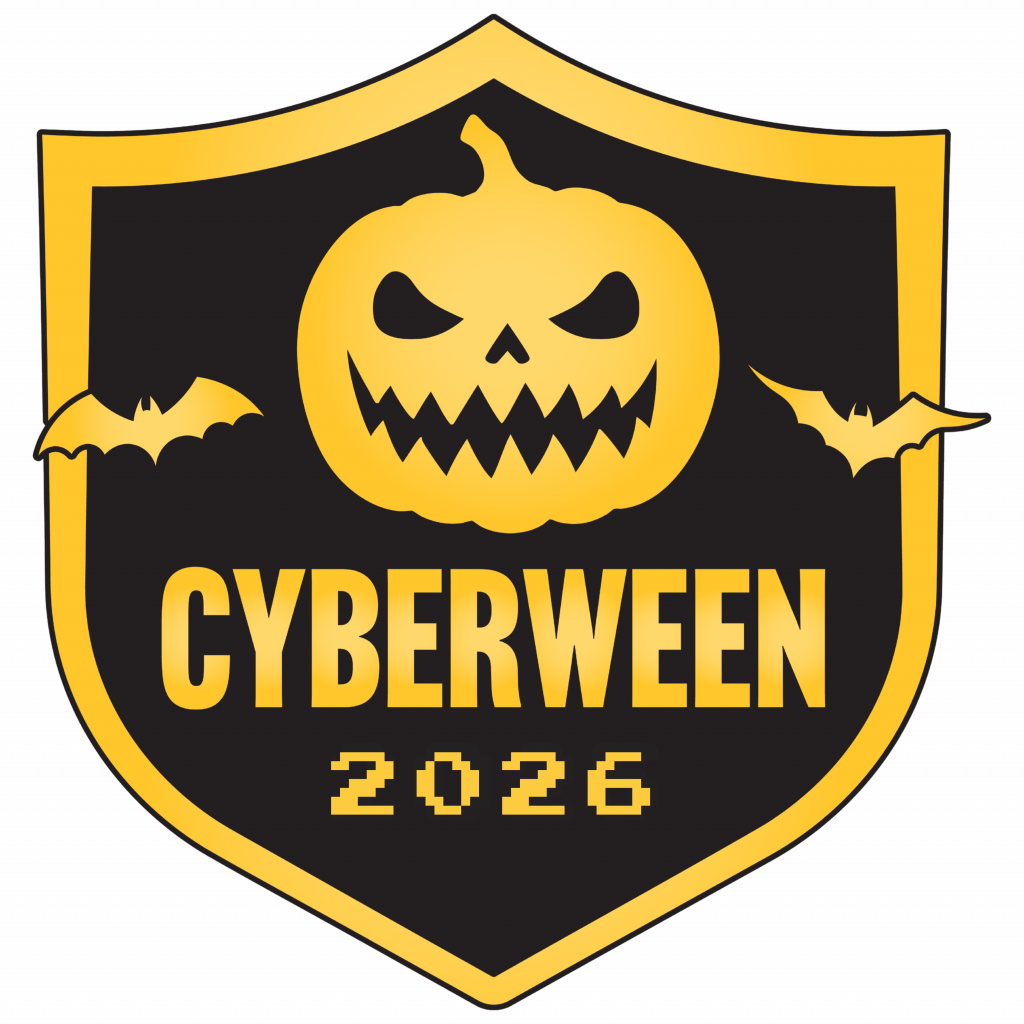 Cyberween 2026 shield graphic with a pumpkin and two bats.