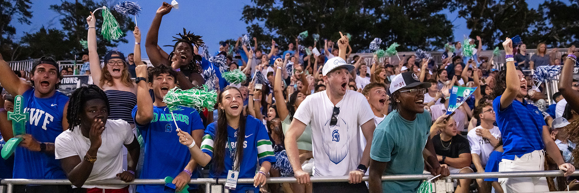 UWF students cheering in the bleachers at an Argos game