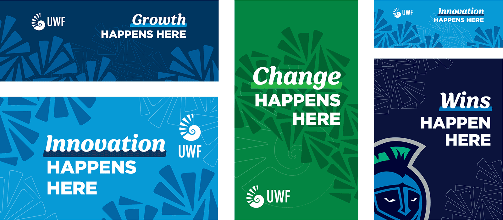 Collage of social media graphics with Blank Happens Here slogans