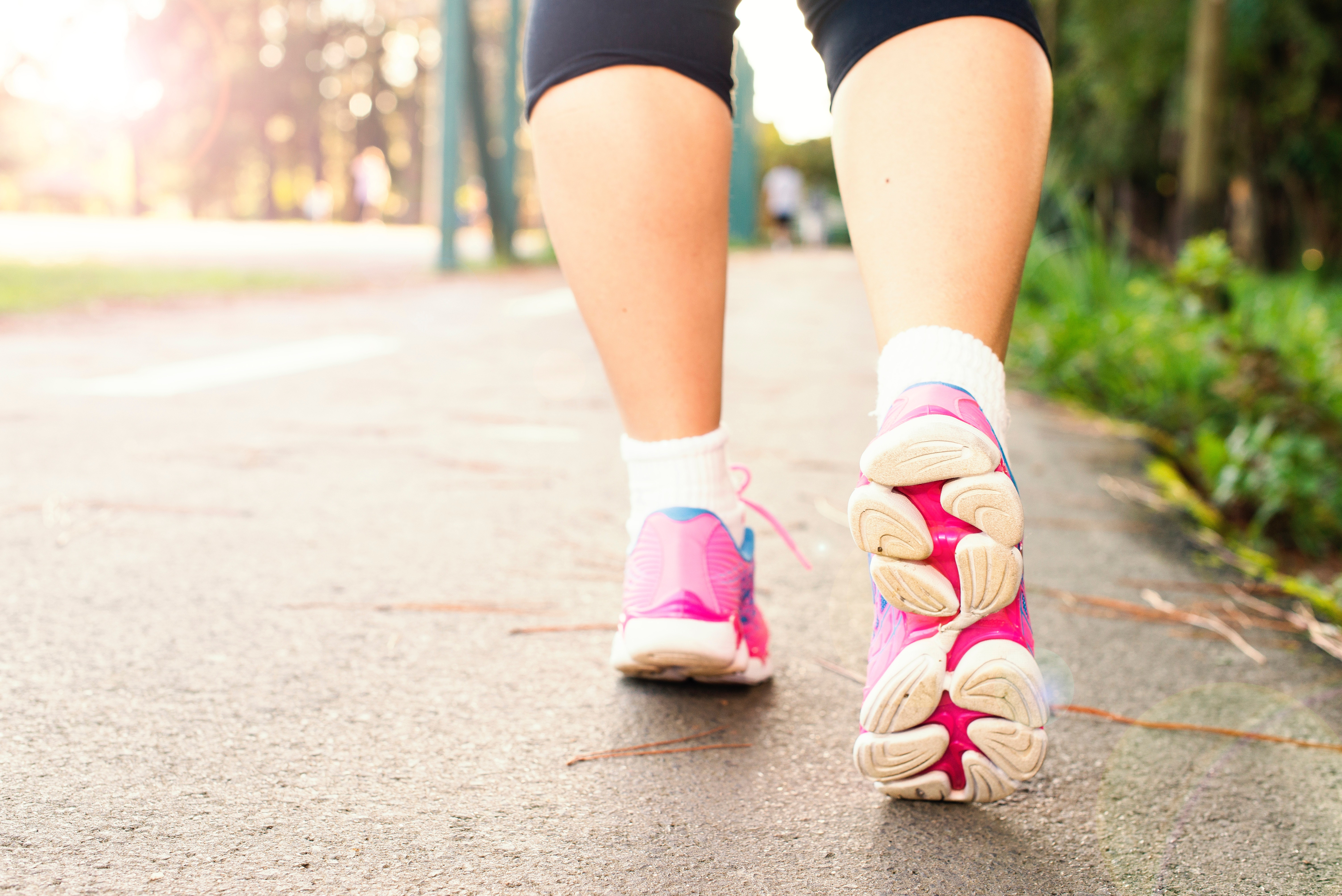 pink shoes walking