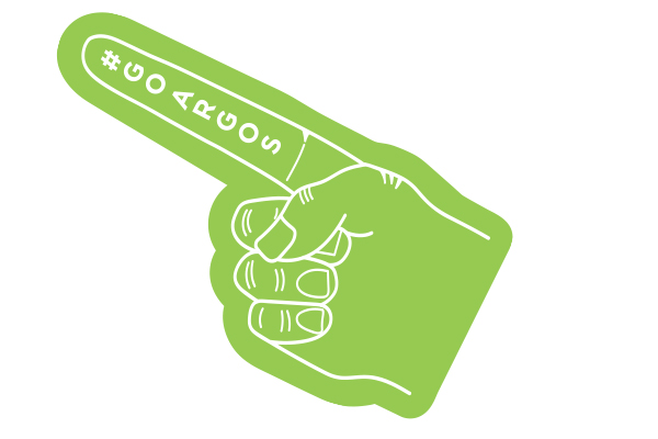 Illustration of a green foam finger