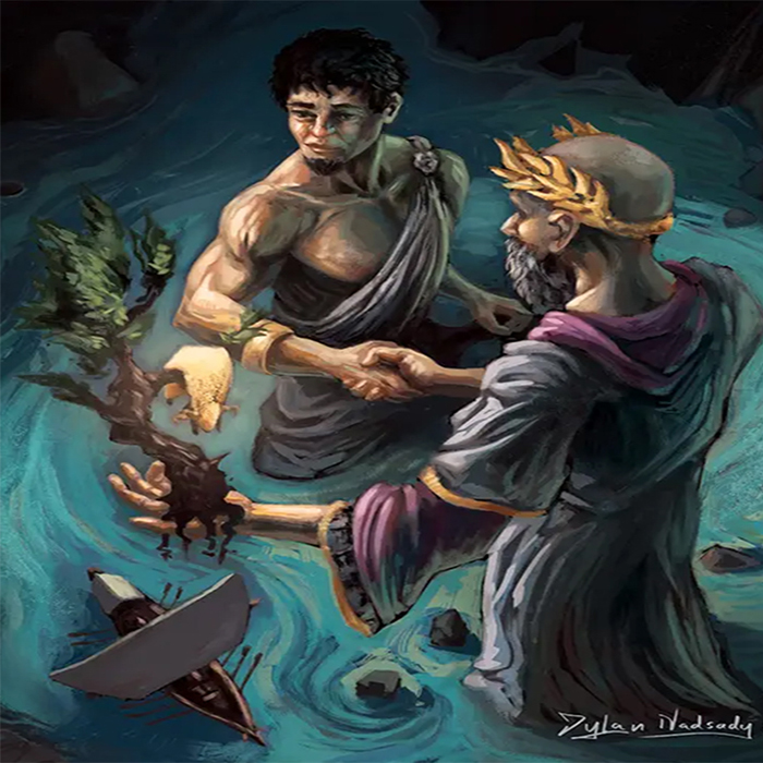 Jason accepting his mission for the golden fleece