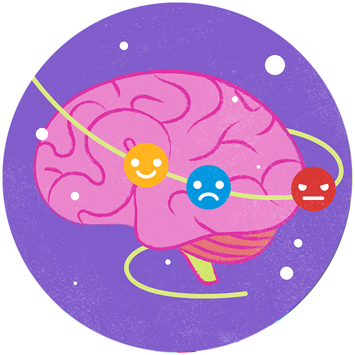 Illustration of a brain experiencing emotions