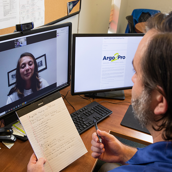 Career Coach meeting with a student over Zoom