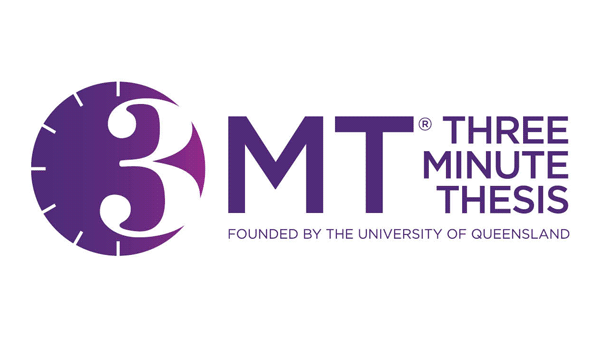 3MT® Three Minute Thesis founded by the University of Queensland logo.