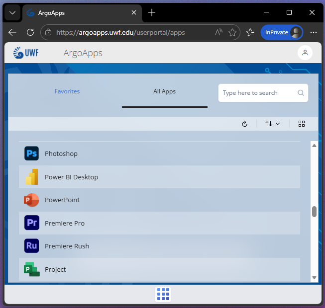 Screenshot of the ArgoApps interface with some of the Adobe Apps listed.