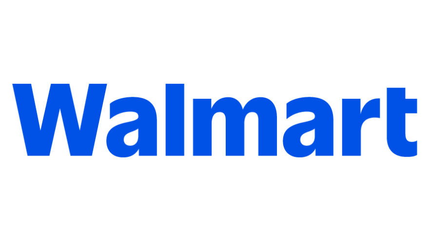 Walmart logo in true blue on a background of white