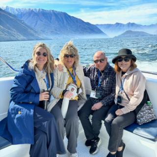 A group posts on a boat from Northern Italy and Its Lakes