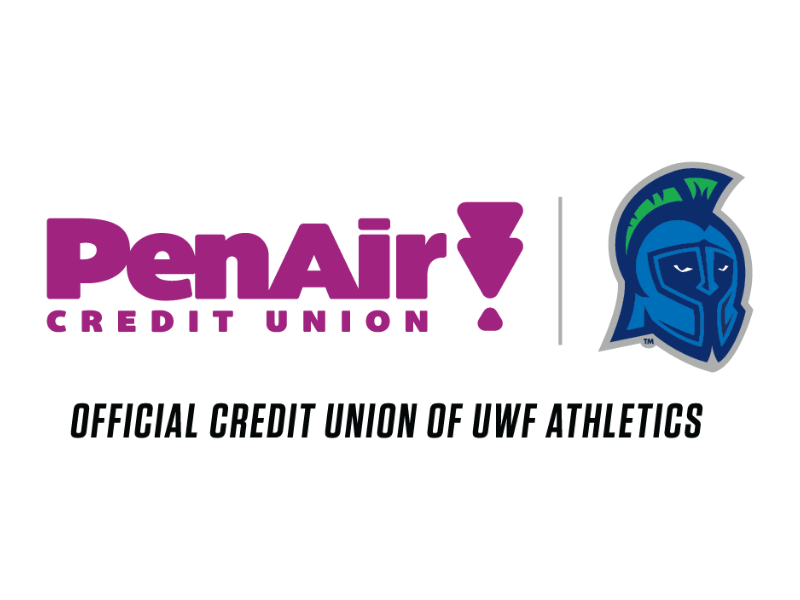 PenAir Credit Union and UWF Argie head logos with the text “Official Credit Union of UWF Athletics