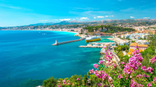 A stunning vista of the French Riviera overlooking the Mediterranean Sea