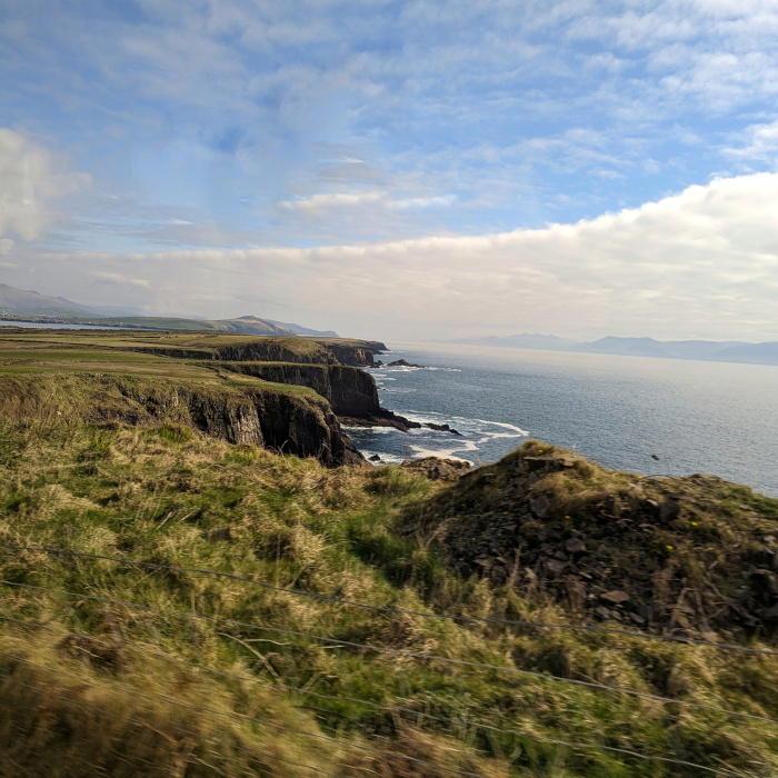A beautiful view of Irish scenic bluffs overlooking the ocean