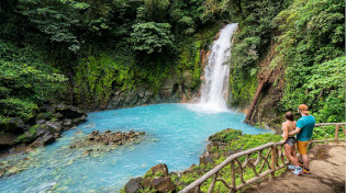 A beautiful waterfall in a Costa Rican jungle