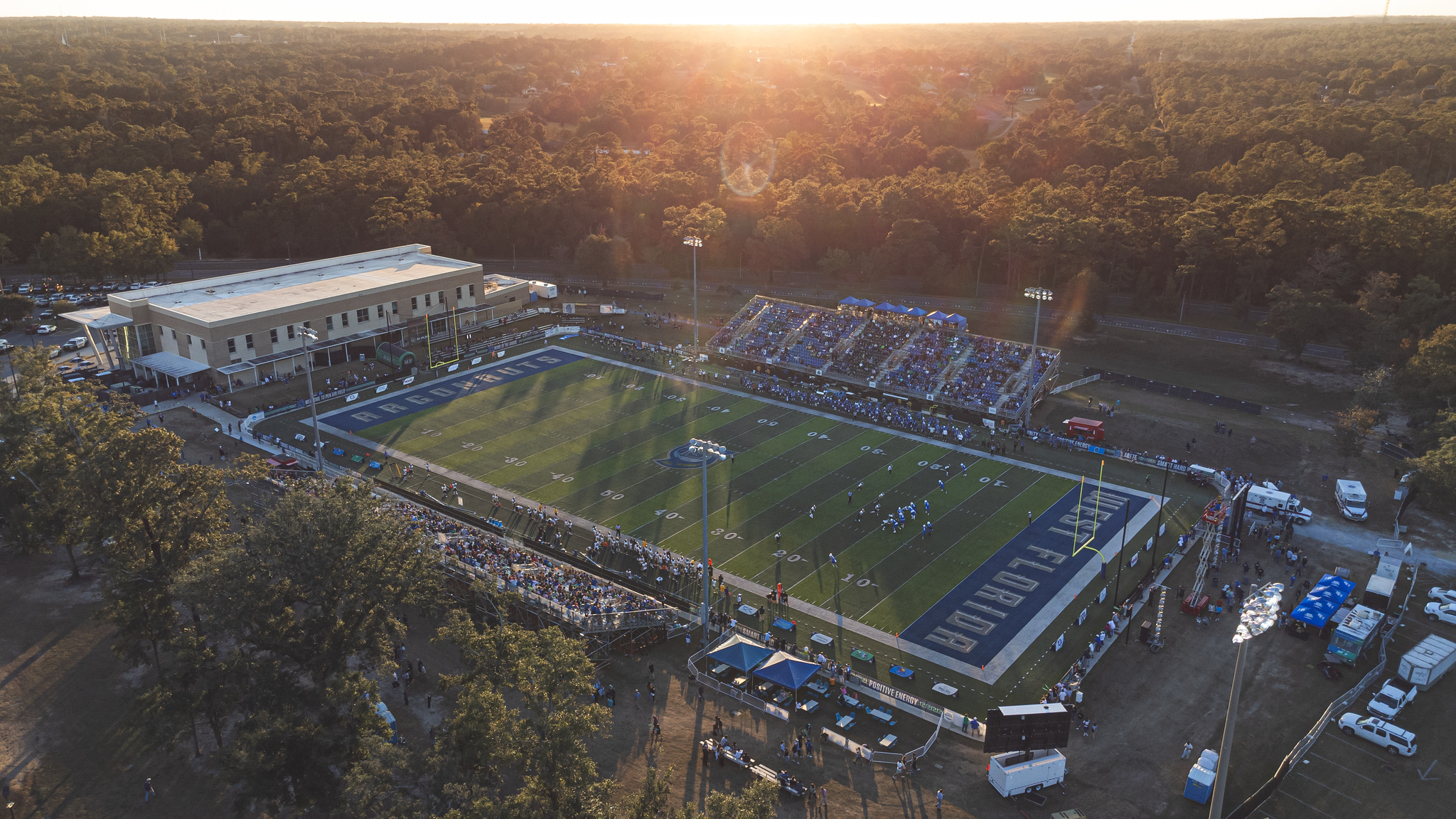 Birds eye view of the UWF football field during home game