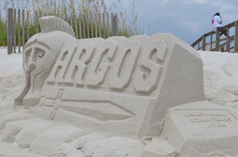 Sand sculpture that spells