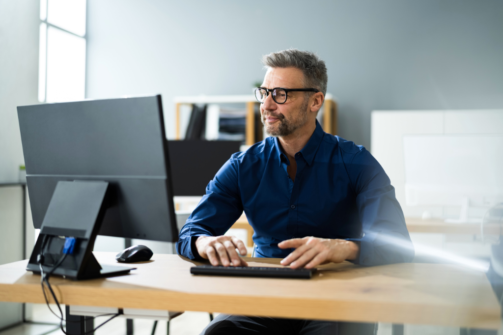 Man using a desktop computer