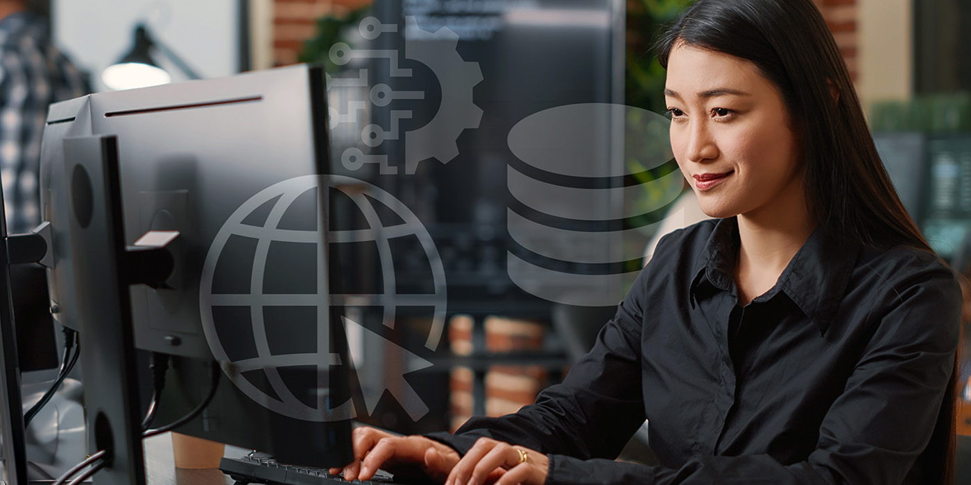 Woman working on laptop