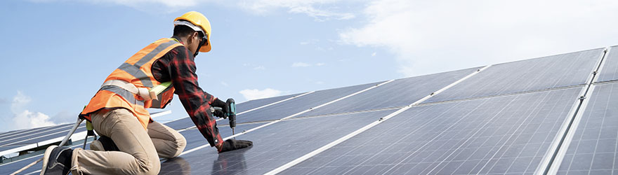Solar technology workers in solar field