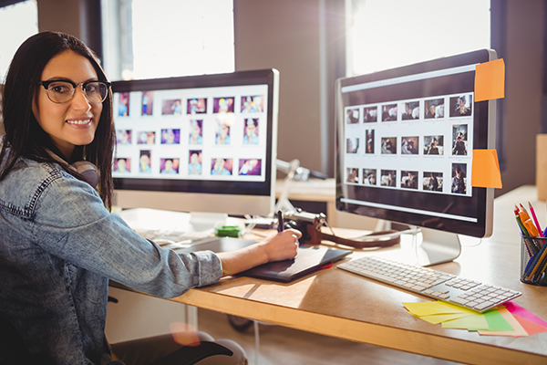 Graphic designer at computer