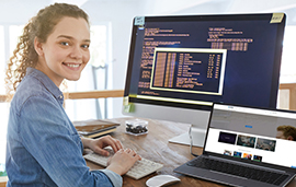 Female student at computer