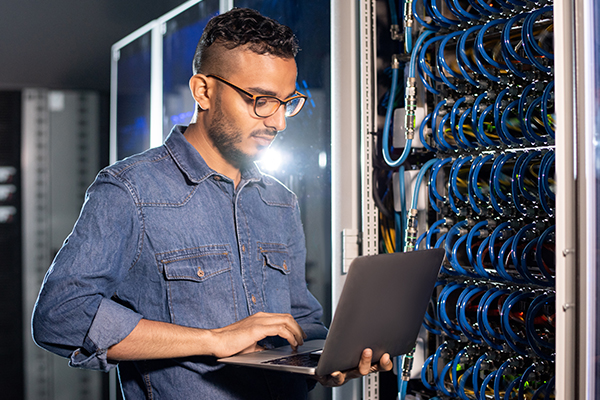 Technician in server room