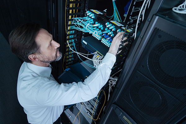 Technician in server room