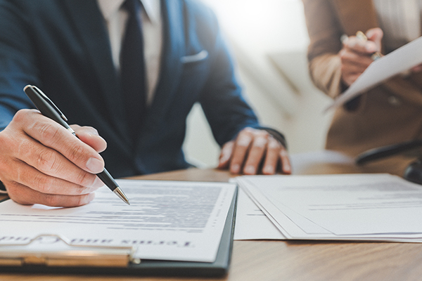 legal assistant working on contract
