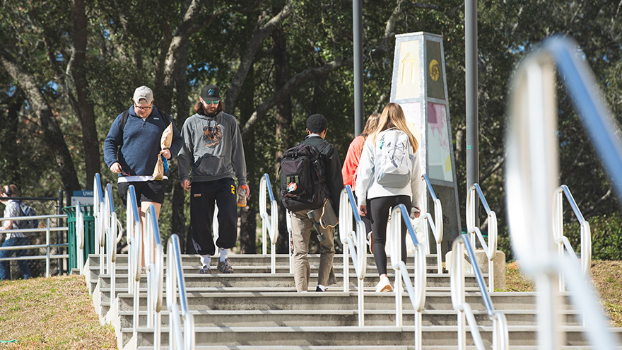 Students walking on campus