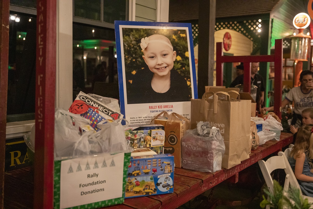 A photo of donated items at UWF Holidayfest 2022.
