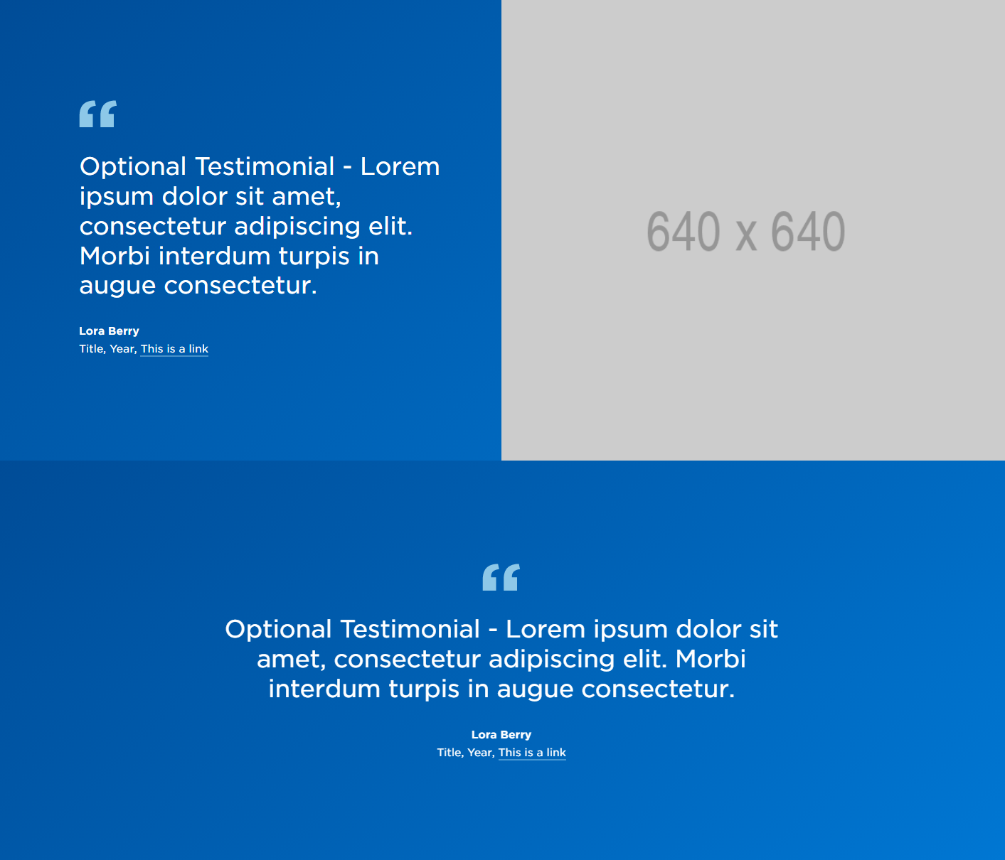 Screenshot example of two testimonials.