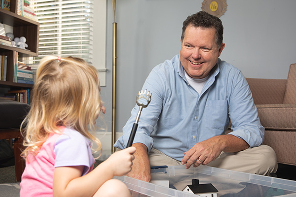 social worker working with a child
