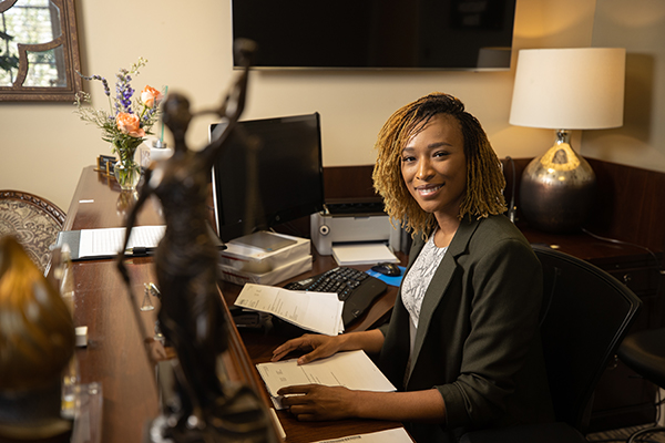 UWF legal studies student and intern working at law firm
