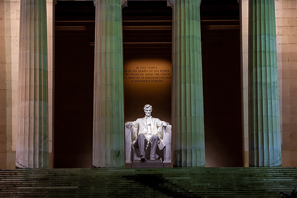 Lincoln Memorial at night in Washington, D.C.