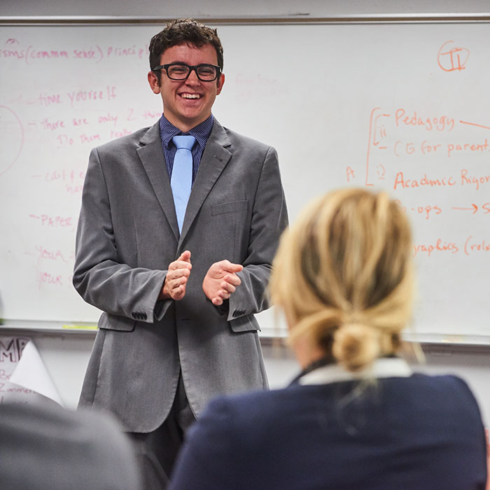 uwf forensics team practicing in a classroom