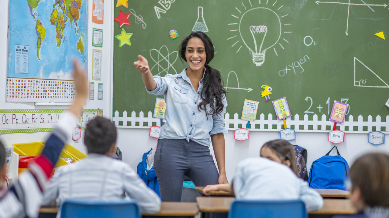 biology teacher calling on a student in class