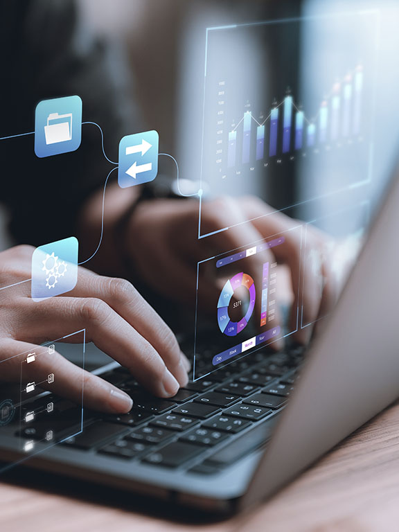 Business analyst working on a laptop