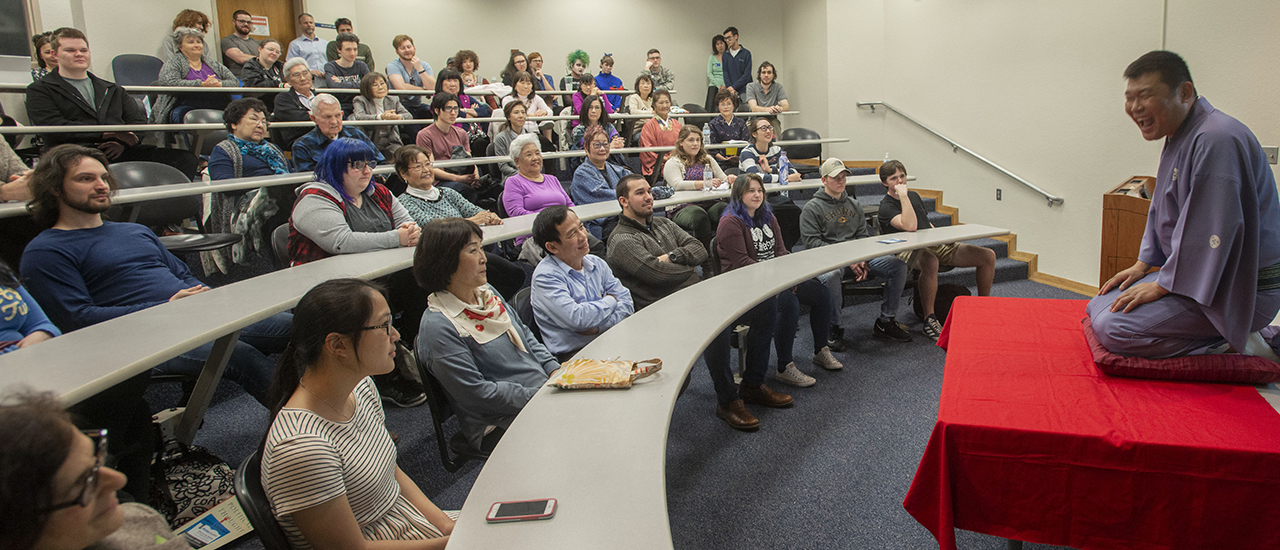 Students participating in international presentation