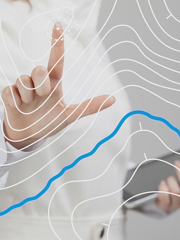 hand using a touchscreen map interface
