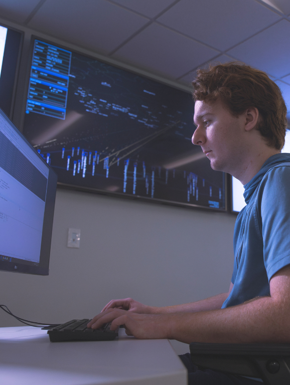 Student working on the computer