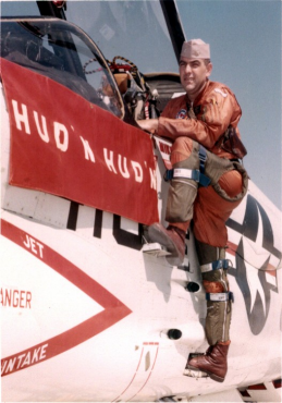 Commander Donald L. Whitman on his F-8 Crusader with VF-194 “HUD N HUD N” was the squadron mantra.