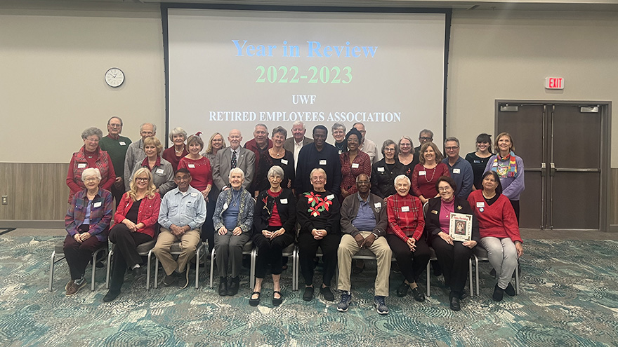 UWF Retired Employee Association class of 2022-23 group photo.