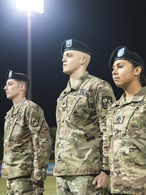 UWF Army ROTC Students Standing during a Military Appreciation Event