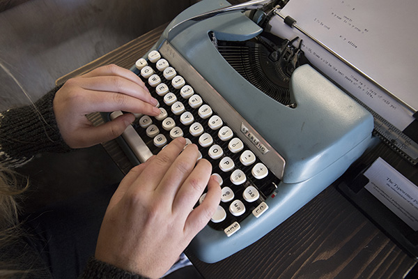 close up of a typewriter being used