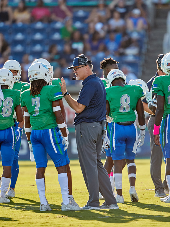The University of West Florida football team at a game
